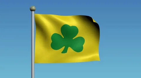 Gold Flag With Green Shamrock Waving in the Breeze for St. Patricks Day 库存影片 59665395