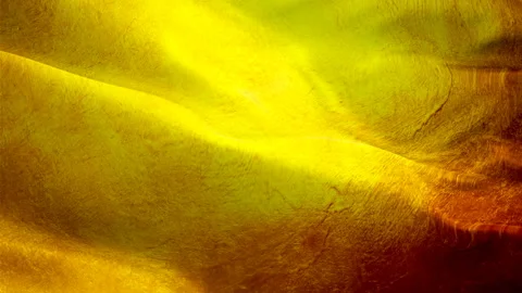 Gold Flag Wave Loop waving in wind. abstract gold liquid. Golden wave background Stock Footage 105871113