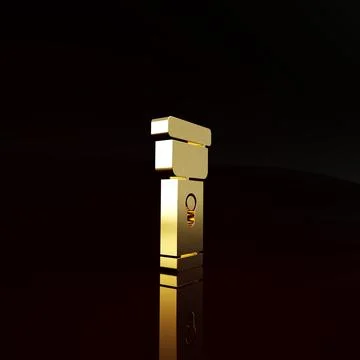 Gold Flashlight icon isolated on brown background. Minimalism concept. 3d ill Stock Illustration