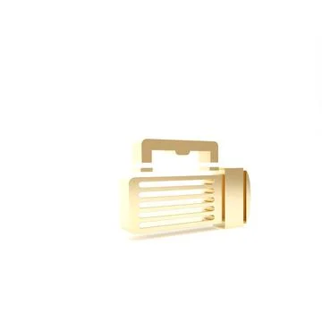 Gold Flashlight icon isolated on white background. Tourist flashlight handle. Illustration