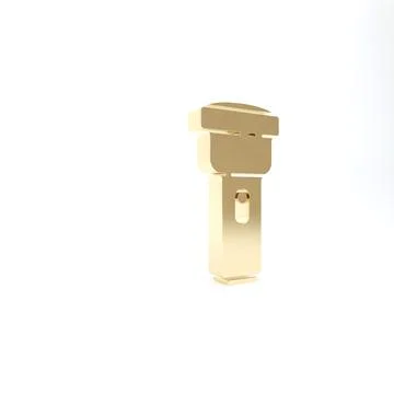 Gold Flashlight icon isolated on white background. 3d illustration 3D render Stock Illustration