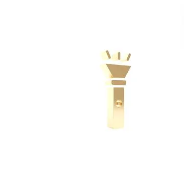 Gold Flashlight icon isolated on white background. 3d illustration 3D render Stock Illustration