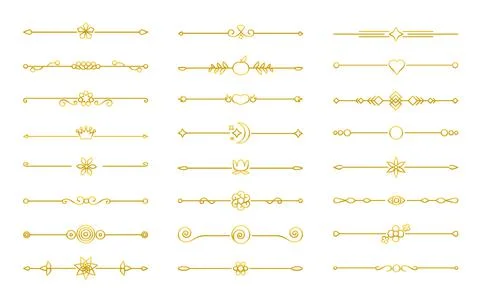 Gold flat vector divider border on isolated white Stock Illustration