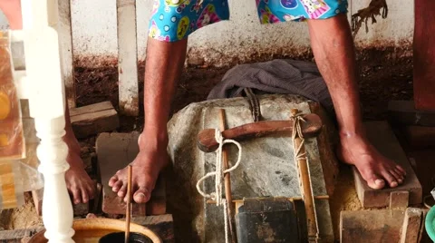 Gold flattering - beating process in Myanmar 3 - long exposure shot Stock Footage 61204619