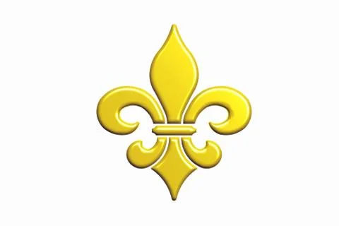 Gold Fleur de Lis. 3D Render illustration Illustrazione stock