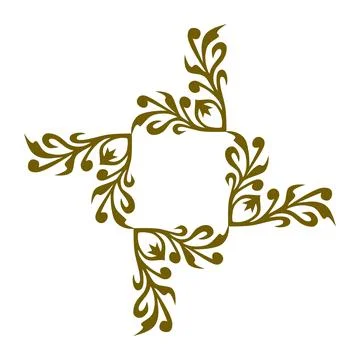 Gold floral frame design element with leafy branches Stock Illustration