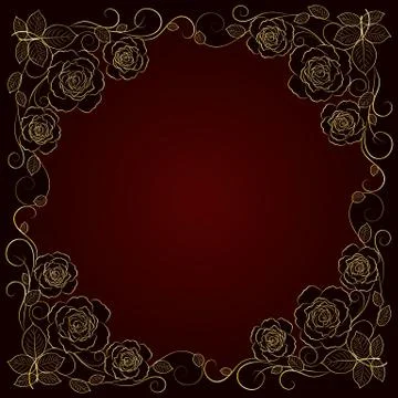 Gold floral frame. Stock Illustration