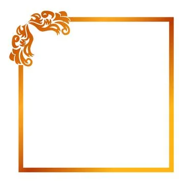 Gold floral frame simple vector at white background Stock Illustration