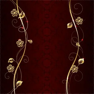Gold floral pattern on dark background Stock Illustration
