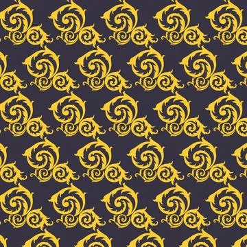 Gold Floral Pattern on Dark Background Ilustração Stock