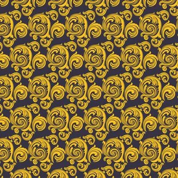 Gold Floral Pattern on Dark Background Stock-Illustration