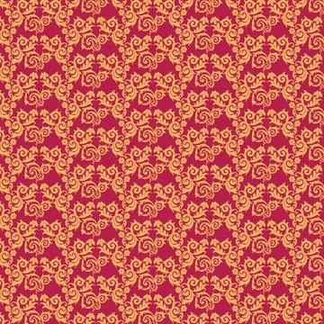 Gold Floral Pattern on Maroon Background 스톡 일러스트
