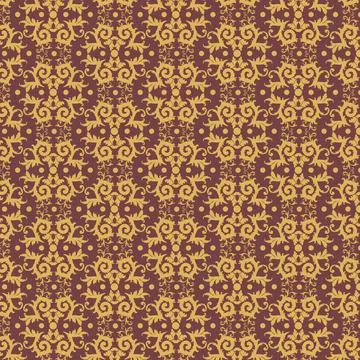 Gold Floral Pattern on Maroon Background 스톡 일러스트