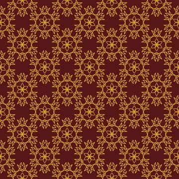 Gold Floral Pattern on Red Background Illustrazione stock