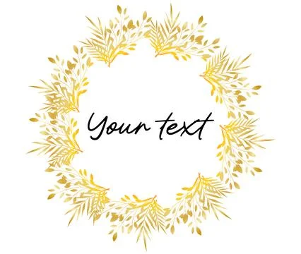 Gold floral round frame. Vector. Isolated for your Text, luxury style Stock Illustration