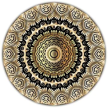 Gold floral round mandala pattern. Luxury arabic style background. Greek fram Illustrazione stock