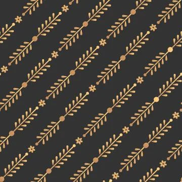 Gold floral seamless pattern line print vector Stock Illustration