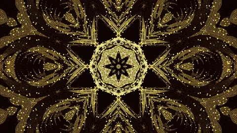 Gold Flower Background. Fractal Loop Background Video stock 90247887