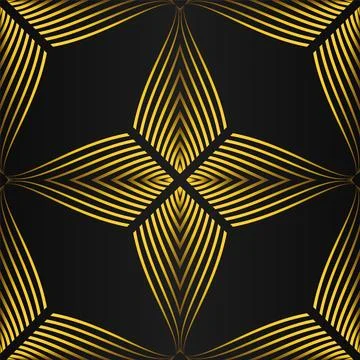 Gold flower design on black background Stock Illustration