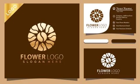 Gold Flower logo design vector illustration, minimalist elegant, modern compa Illustrazione stock