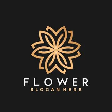 Gold Flower logo Design vector illustration stock template 스톡 일러스트