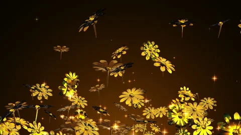 Gold flower particle loop animation Video stock 167988641