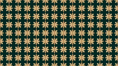 Gold flower pattern wallpaper on green background Stock Illustration