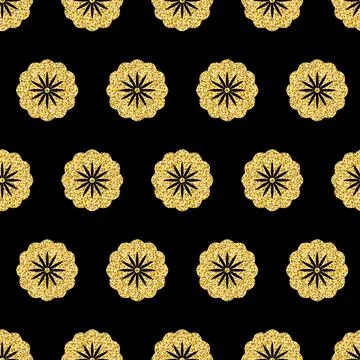 Gold flower seamless pattern shiny shimmer background Fotos de archivo