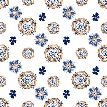 Gold flowers pattern. style on white background. Spring collection for fashio Stock Illustration