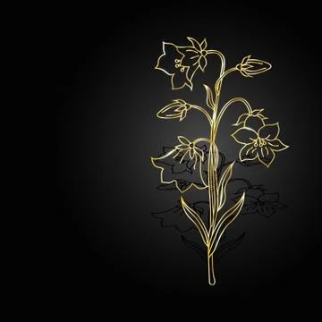 Gold flowers with shadow on dark background Stock Illustration