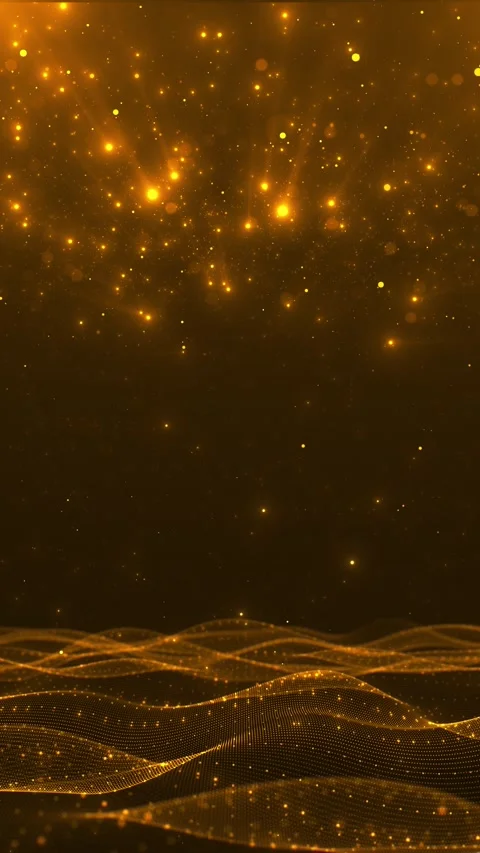 Gold flowing mesh particles background soft wave forms, glowing bokeh, premium d Stock Footage 340418587
