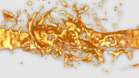 Gold Fluid Collision Alpha Channel Stock Footage 151009630