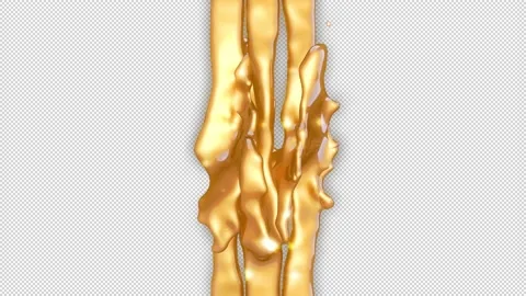 Gold Fluid Collision Alpha Channel Stock Footage 157275900
