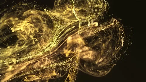 Gold Fluid Particles Stock Footage 182919969