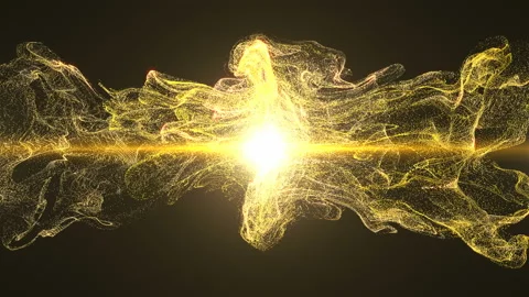 Gold Fluid Particles Impacts in a 3D animation Stock Footage 233760664