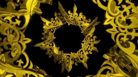 Gold Flying Ornament Stock Footage 75874827