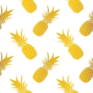 Gold foil pineapple seamless pattern Illustrazione stock