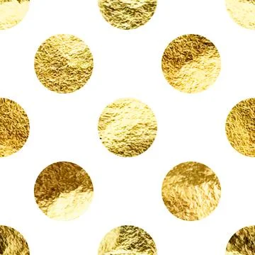 Gold foil seamless texture, shiny handmade circles. Golden glittering pattern Stock Illustration