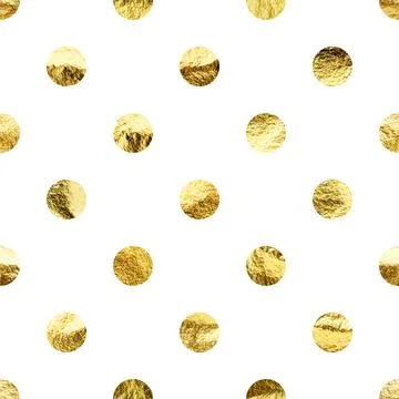 Gold foil seamless texture, shiny handmade circles. Golden glittering pattern Stock Illustration