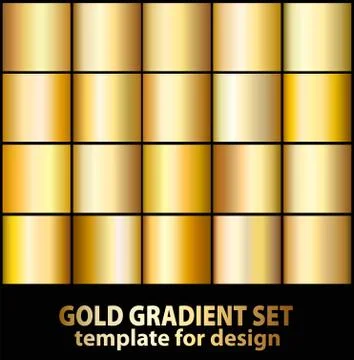 Gold foil texture background set. Realistic golden, copper vector elegant, br Stock Illustration