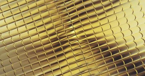 Gold foil tiles texture background 3D rendering Stock Illustration
