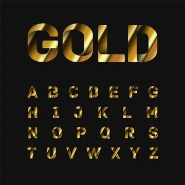 Gold folded fontset, vector illustration Stock Illustration