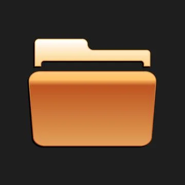 Gold Folder icon isolated on black background. Long shadow style. Vector 스톡 일러스트