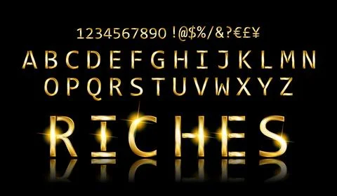 Gold font with additional currency Stock Illustration