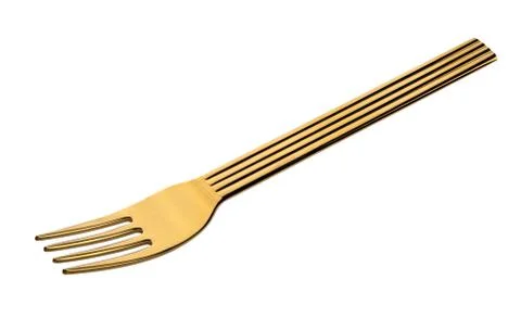 Gold fork isolated on white Stock Photos