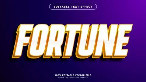 Gold Fortune text effect editable luxury fancy title text style Stock Illustration