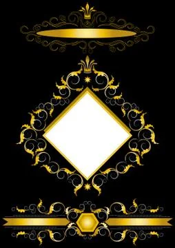 Gold  frame in the antiques style. Stock Illustration