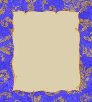Gold frame on a background of laurel leaves Stock Illustration