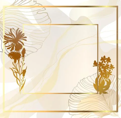 Gold frame with a beautiful spot on a white background. Abstract foil of gold Stock Illustration