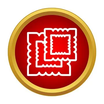 Gold frame button displaying wavy border icons Stock Illustration